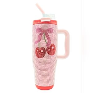 NWT Simply Southern Rhinestone Pink Cherry Tumbler 40 oz